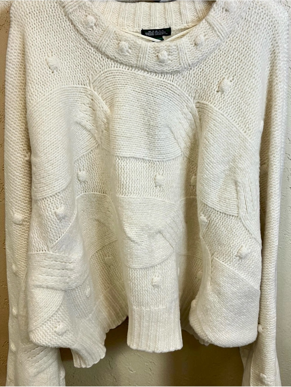 Wild fable Ivory Chunky Crewneck Sweater NEW Size Large